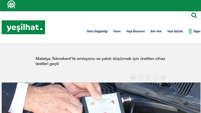 Malatya Teknokent'te emisyonu ve yakıtı düşürmek için üretilen cihaz testleri geçti